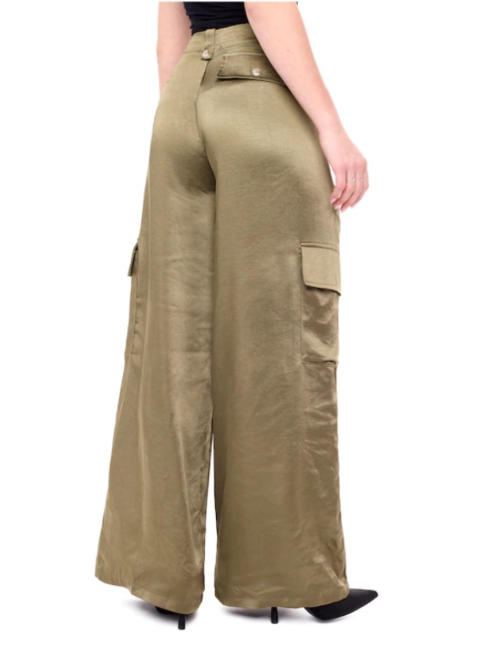 NWT - Astrid Wide Leg Satin Cargo Pants - SzS - Picture 5 of 11